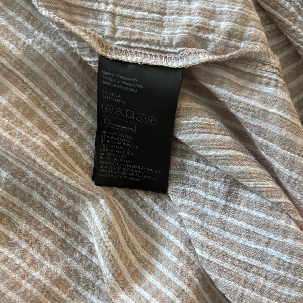 H&M Womens Beige Striped Button-Down Shirt - Picture 7 of 7